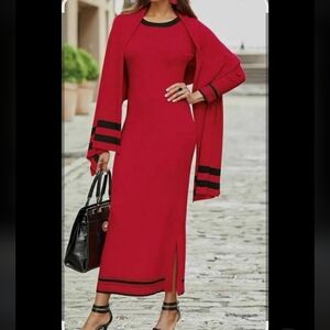 Ashro Red and Black Women's Dress W/Scarf